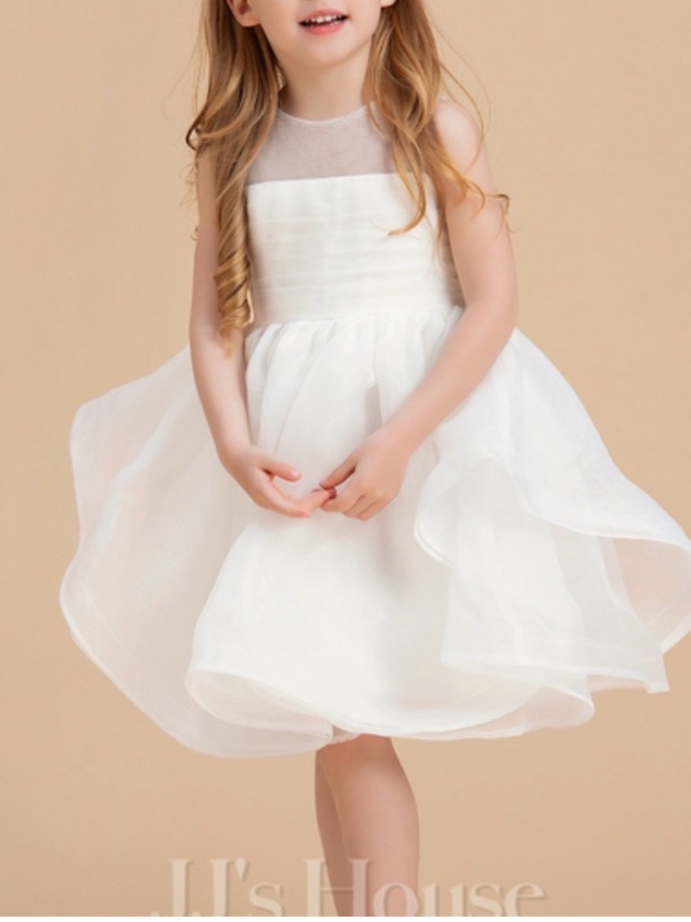 JJs House White Organza Ruffle Dress for Girls